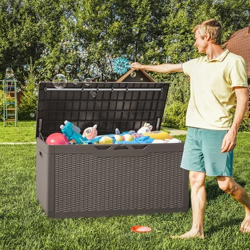 Greesum 100 Gallon Resin Deck Box Large Outdoor Storage - Image 6