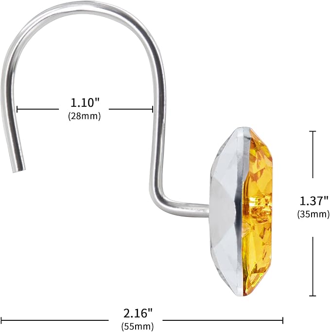 Gold Diamond Crystal Bling Shower Curtain Hooks Rings - Image 5