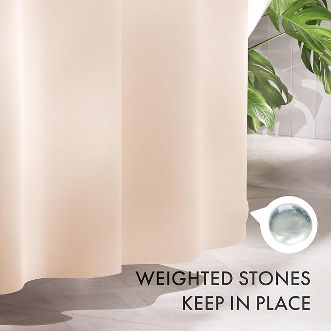 AmazerBath Fabric Shower Curtain, Cloth Khaki Shower Curtain Set - Image 7