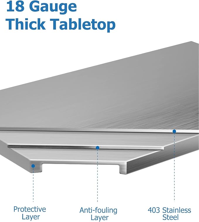 24" x 24" Stainless Steel Work Table NSF Certified Heavy Duty Commercial Kitchen Prep Table with Undershelf for Home, Restaurant, Hotel, Silver