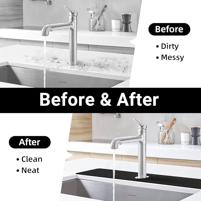 LOPNUR Cuttable Faucet Mat for Kitchen Sink, Extra Long 29 Inch, 0.8-2.4 Inch - Image 5
