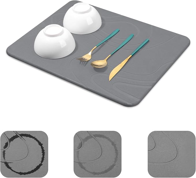 Snuggery Stone Drying Mat for Kitchen Counter 18"x14" | Fast Absorption by snuggery