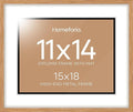 Homeforia 15x18 Diploma Wood Frame, High End Natural Oak 15 x 18 Certificate Frames with Mat for 11x14, 18x15 Document Matted Frame, Graduation Degree Wooden Frames, Tempered Glass, Wall Kit, Set of 1