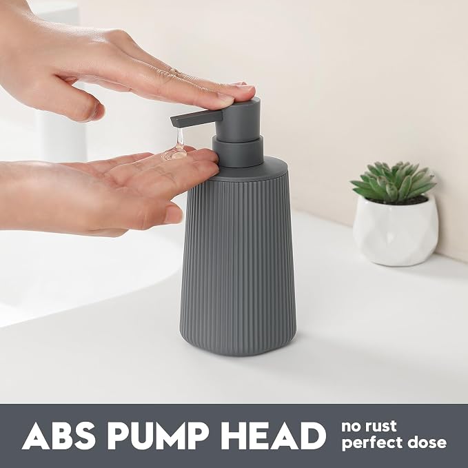 YAUKPH Small Soap Dispenser for Bathroom and Kitchen Matte Dark Gray | Modern - Image 4