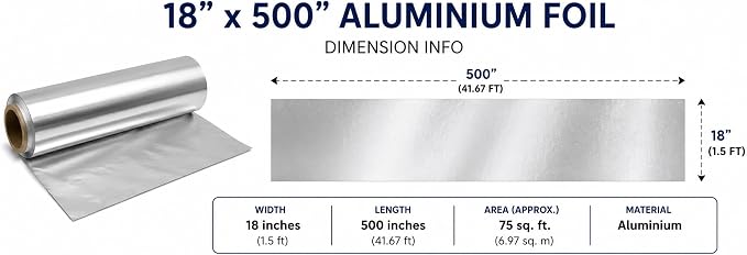 18" x 500' Heavy Duty Aluminum Foil Roll, Food Safe Commerical Grade Extra - Image 5
