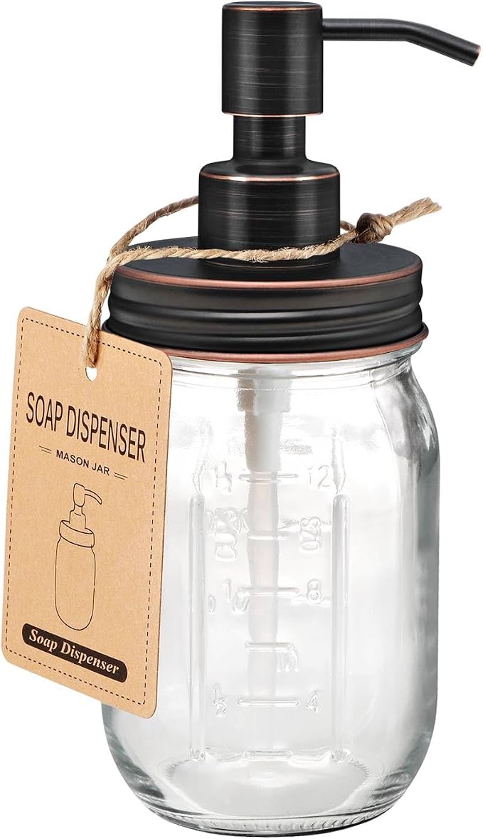 Amolliar Mason Jar Liquid Soap Dispenser, 16OZ Lotion Dispenser ORB 1 Pack | by Amolliar