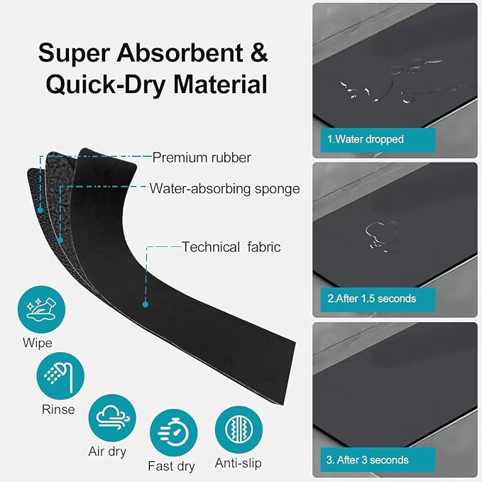 Customizable Kitchen Sink Faucet Mat: 24" Lx4 W Absorbent Splash Guard | - Image 5