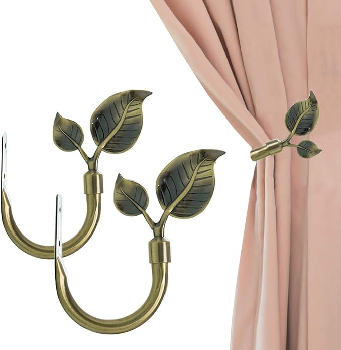 HIKMLK Leaf Shaped Curtain Tieback Holdbacks 2pcs, Handmade Metal Curtain Side by HIKMLK