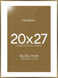 Homeforia 20x27 Picture Frame Bronze, High End Metal 20x27 Brass Poster Frames with Mat 16x24 Photo, 20 x 27 Frame Matted to 16 by 24 inch Print, 27by20 Thin Frames, Tempered Glass, Wall Kit, Set of 1