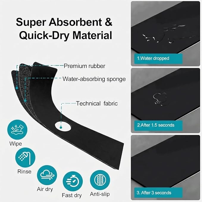 33 Lx5.5 W Long Kitchen Sink Faucet Mat: Customizable Black Splash Guard - Image 6