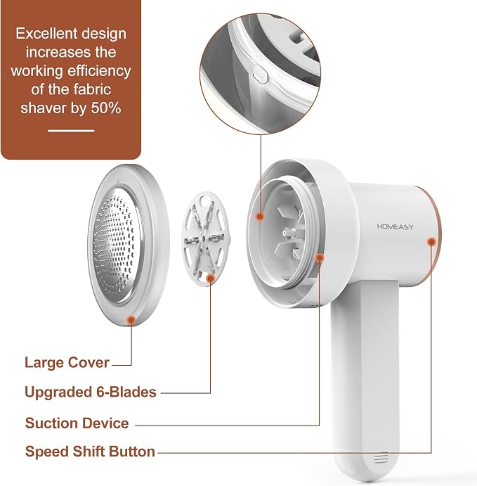 HOMEASY Fabric Shaver, Rechargeable Lint Remover - Image 3