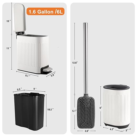 TrashAid 1.6 Gal Slim Bathroom Trash Can - Image 6