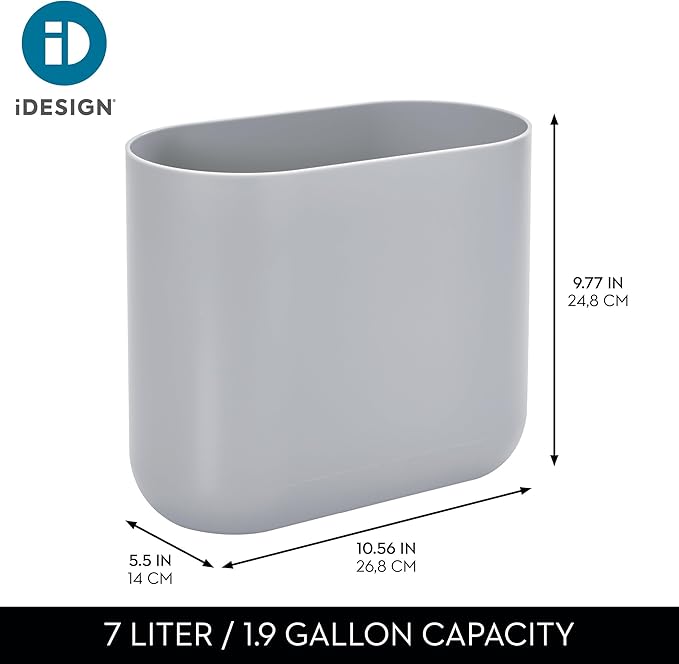 iDesign Small Slim Plastic Bathroom Trash Can - Image 4
