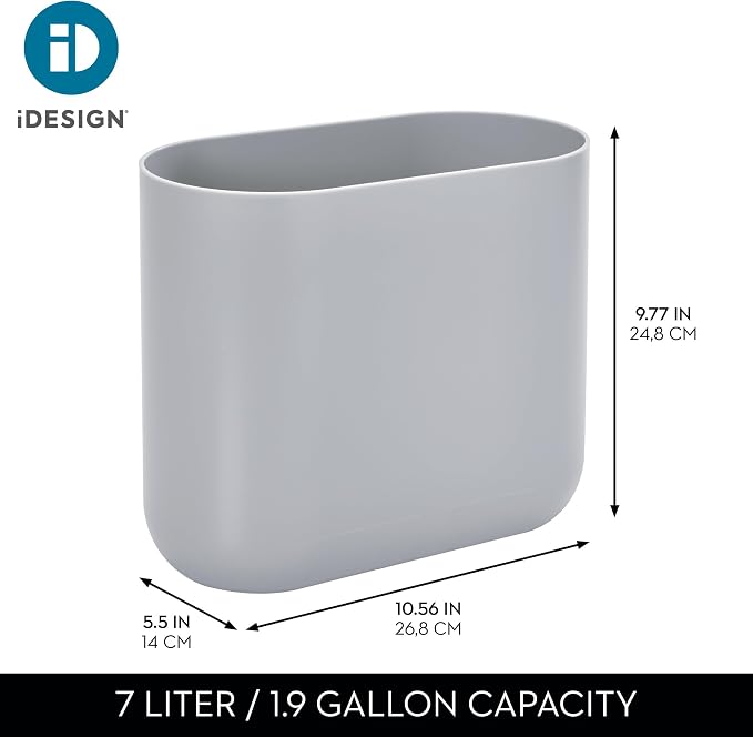 iDesign Small Slim Plastic Bathroom Trash Can - Image 4
