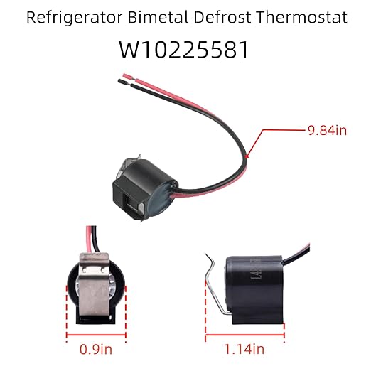 W10225581 Refrigerator Bimetal Defrost Thermostat Fit for Whirlpool,Kenmore,Replaces WPW10225581 PS11750673 AP6017375 2188824 2321799 W10260437