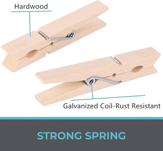 100pcs Clothes Pins Wooden Clothespins 3inch Heavy Duty Wood Clips - Image 5