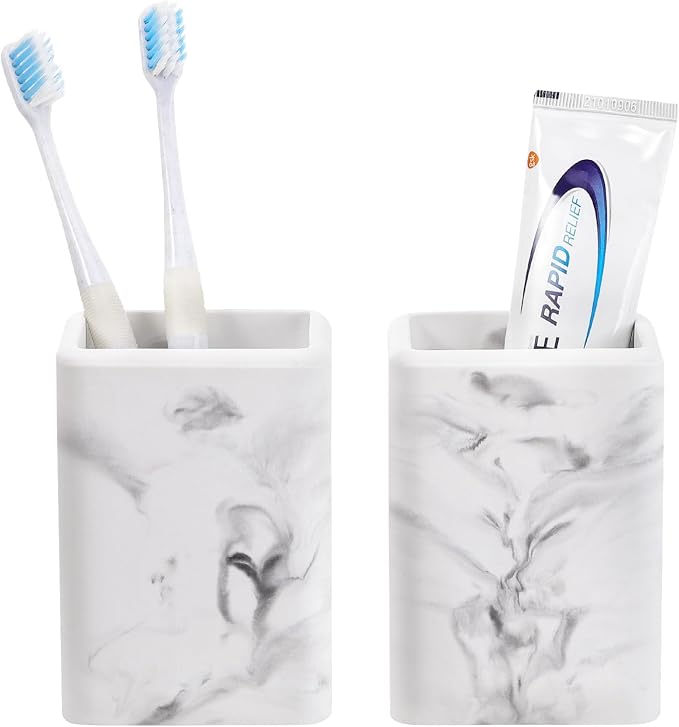 Luxspire Toothbrush Holders, 2 Pack, Marble | Fast Drying, Diatomaceous Earth by Luxspire