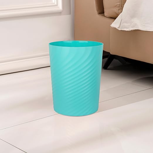 UUJOLY Plastic Small Bathroom Trash Can Wastebasket Garbage Can, Light Blue | - Image 2