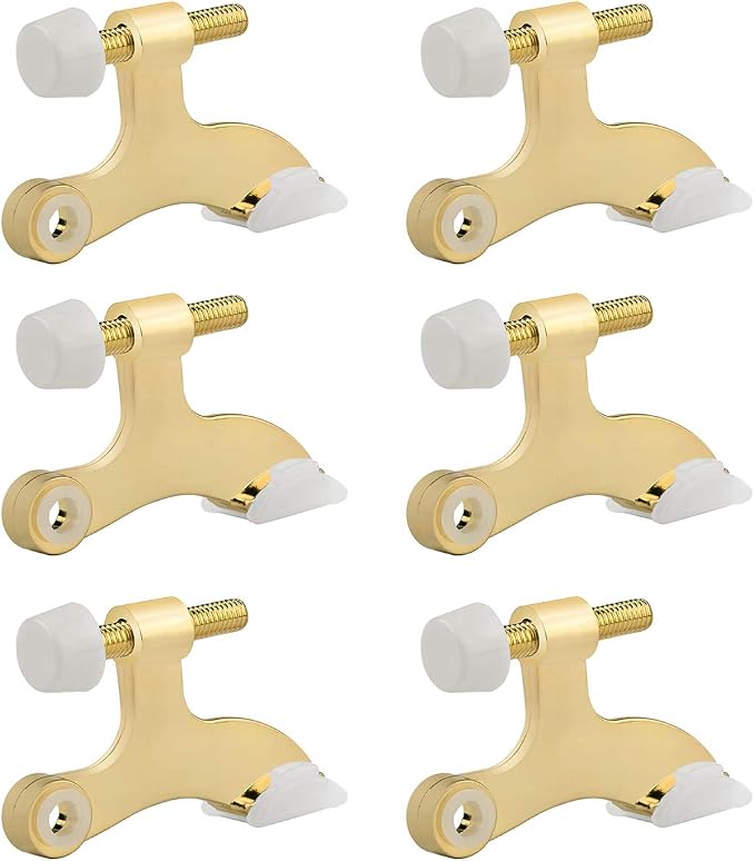 HOMOTEK 6 Pack Hinge Pin Bright Brass Door Stopper, Adjustable Deluxe Heavy by HOMOTEK