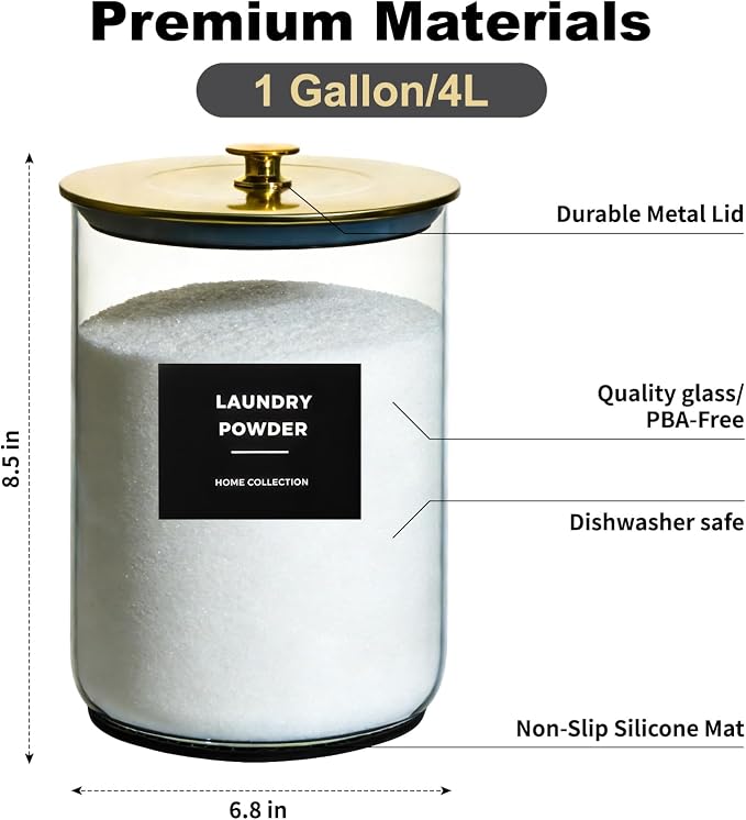 2 Pack 1 Gallon Glass Laundry Detergent Dispenser - Image 2