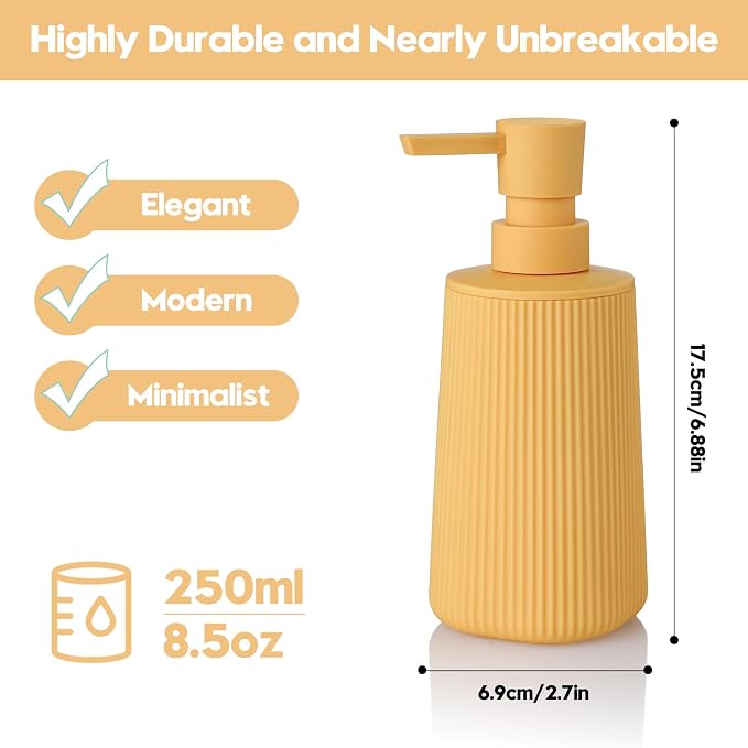 YAUKPH Small Soap Dispenser for Bathroom and Kitchen Matte Yellow | Modern - Image 3