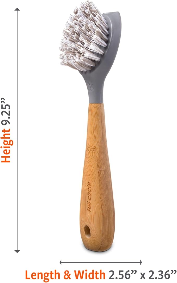 Full Circle Skillet Strong Cast Iron Bamboo Dish Brush and Scraper | Durable - Image 2