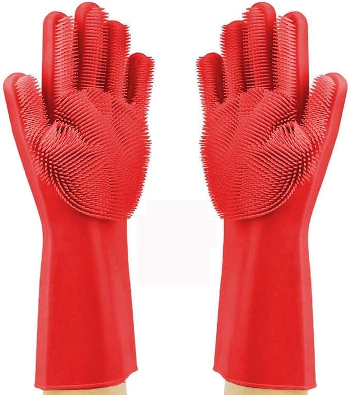 Silicone Dishwashing Gloves, Pet Grooming Rubber Scrubbing - Image 3