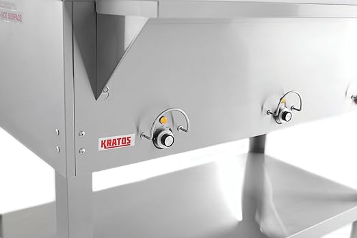 Kratos Commercial Electric Steam Table/Hot Food Table with Overshelf and Sneeze Guard, 4 Wells, Stainless Steel, Stationary, NSF, 120V (28W-193)