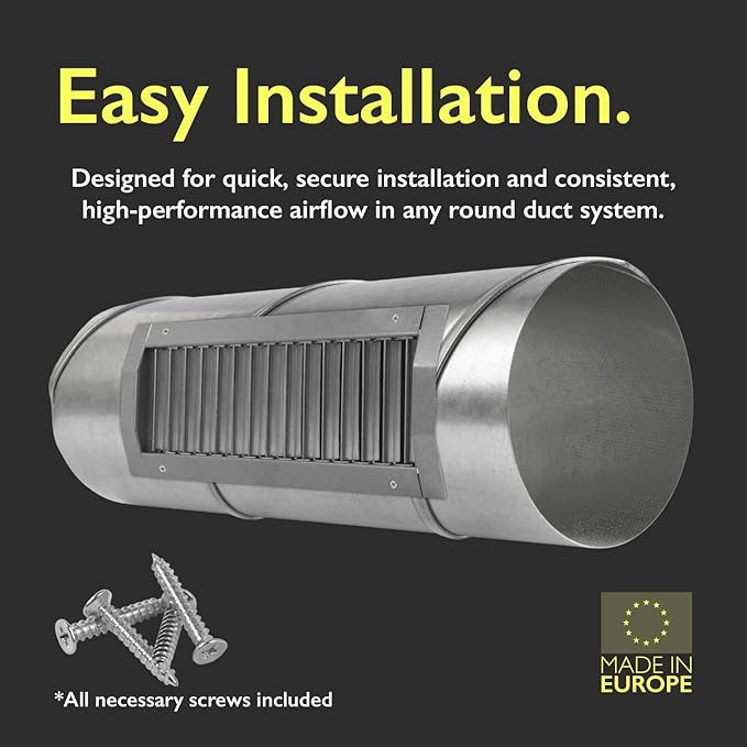 13" x 3" Grille for Round Spiral Duct - Galvanized Steel Register Vent Cover for HVAC Ducting System - 2 Way Adjustable Louver Blades - Air Duct Ventilation Grill Conditioner/Air Exhaust