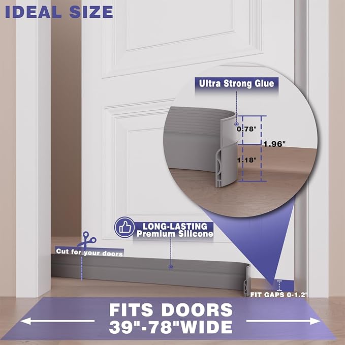 Door Draft Stopper, Adjustable Door Sweep - Image 7