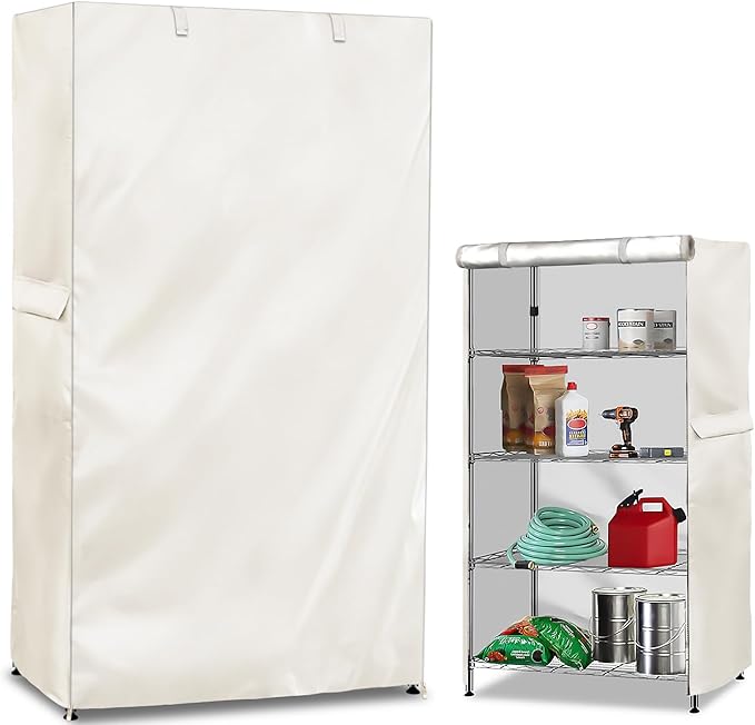 Wire Shelf Cover,600D Heavy Duty 100% Waterproof Shelf Covers for Wire Shelving,Outdoor Storage Shelves Cover for Metal Rack,48" W x 18" D x 72" H,Beige