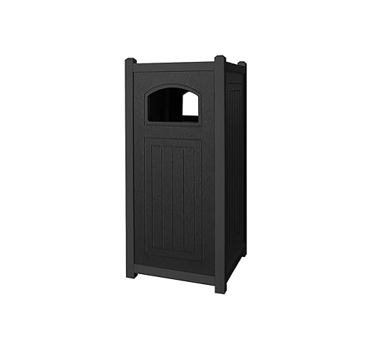 GT2126BLK Recycled Plastic Side Load Trash Container with Lid, 26 Gallon, 19"x19"x41", Black