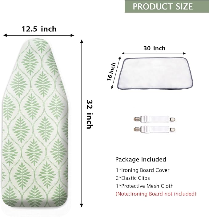SheeChung 12.5"x32" Small Ironing Board Cover and Pad, Mini Iron Board Cover - Image 2