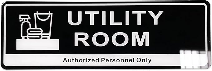 Door Sign,RAMIEYOO Acrylic Authorized Personnel Only Signs for Door,Black and White - 9"x 3" (Utility Room)