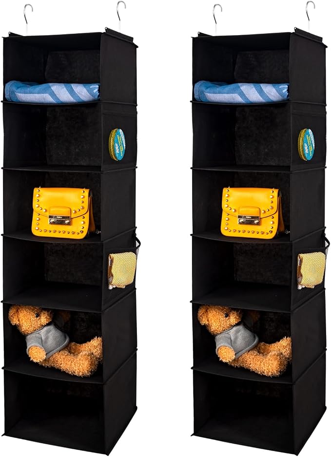 6 Shelves Hanging Closet Organizer, 2 Pack Hanging Storage by BrilliantJo