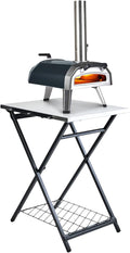 ooni Portable Folding Table, Silver, Stainless Steel Work Surface, Outdoor Kitchen Table, Pizza Oven Stand, 22.64'' x 27.56'' x 35.43''