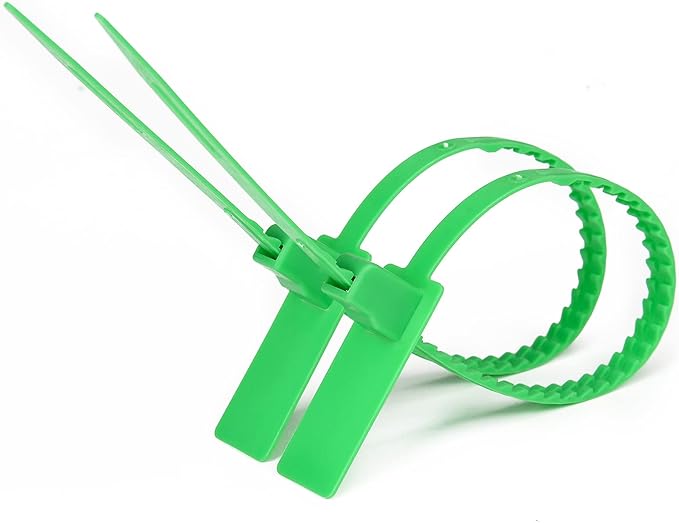Heavy Duty Plastic Security Seal - Self Locking Tamper Evident Shipping Tags, Numbered Pull Tight Securing Straps for Truck Trailer, Length 337 mm 13.2" (Green 500 PCS)