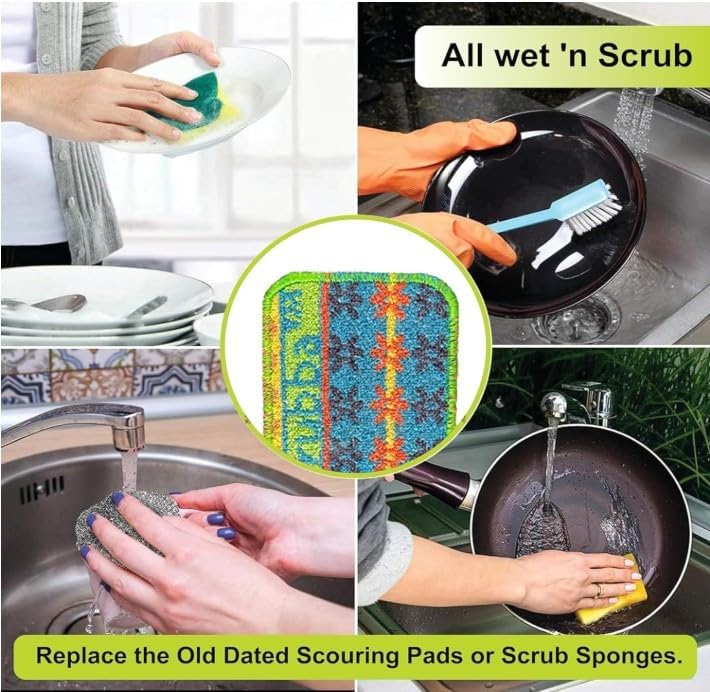 Wet-it! Skrubba 12-Pack Reusable Dish Scrubbers – Non-Scratch Scouring Pads - Image 3