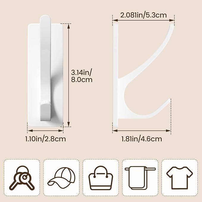pickpiff White Self-Adhesive Hook, 13LB Hanger - Image 4