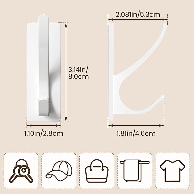 pickpiff White Self-Adhesive Hook, 13LB Hanger - Image 3