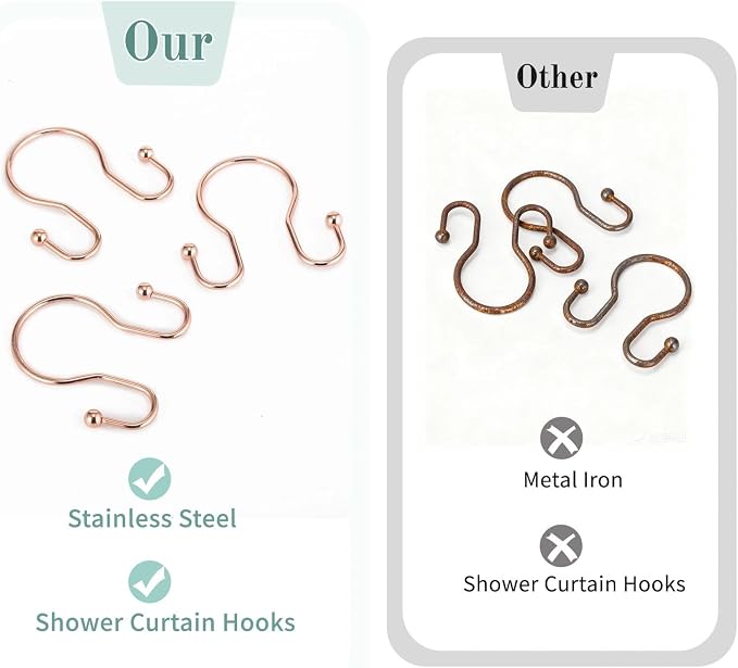 Shower Curtain Hooks, Stainless Steel Shower Curtain Hangers, Metal Shower - Image 3
