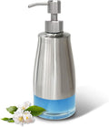 AUMIO Dish Soap Dispenser with Stickers, Stainless Steel Body & Glass View | by AUMIO