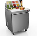 29" W Sandwich Salad Prep Table Refrigerator Commercial Refrigerator with 8 Pans Stainless Steel Fan Cooling Kitchen Equipment