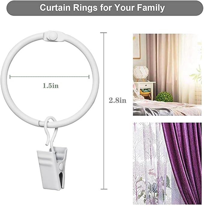 40 Pack Rings Curtain Clips Rustproof Metal Window Drapery Decorative Clips - Image 2