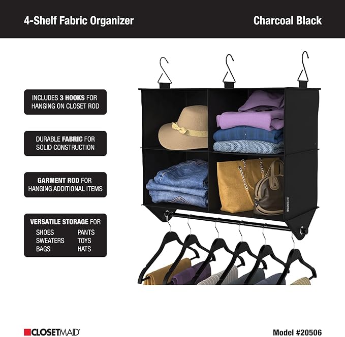ClosetMaid 4-Shelf Fabric Hanging Closet Organizer - Image 4