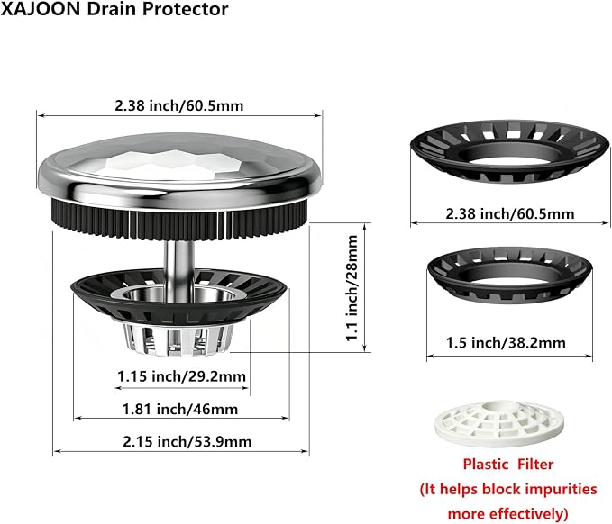 XAJOON Bathtub Drain Hair Catcher/Bathtub Protector Suitable - Image 6