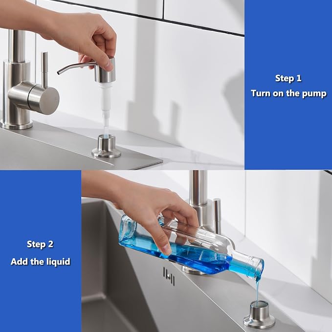 Soap Dispenser for Kitchen Sink, Built in Soap Dispenser Brushed Nickel | - Image 4