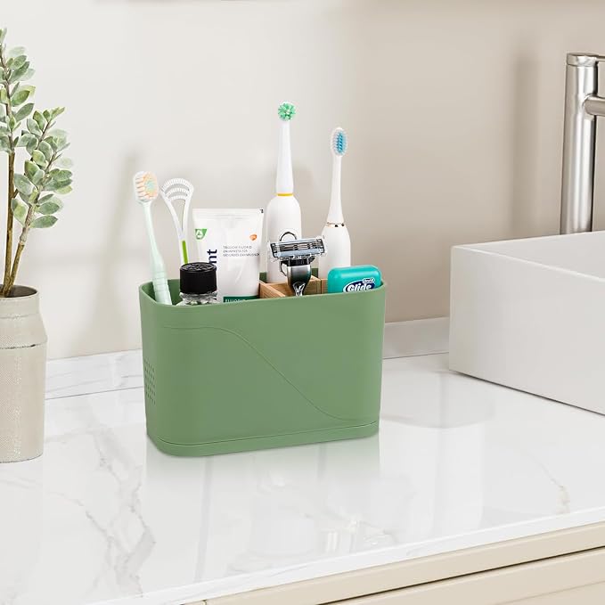 Toothbrush and Toothpaste Holder, 4 Slots, Kids Electric Tooth Brush Organizer - Image 2