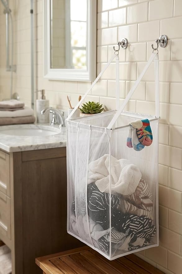 ALYER Wall Hanging Mesh Laundry Hamper, Over the Door Large Storage Bag - Image 6