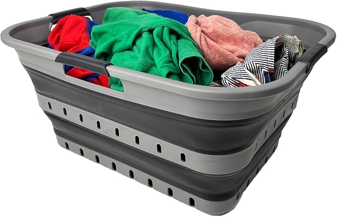 SAMMART 42 Collapsible Plastic Laundry Basket, Foldable Pop Up Storage by SAMMART